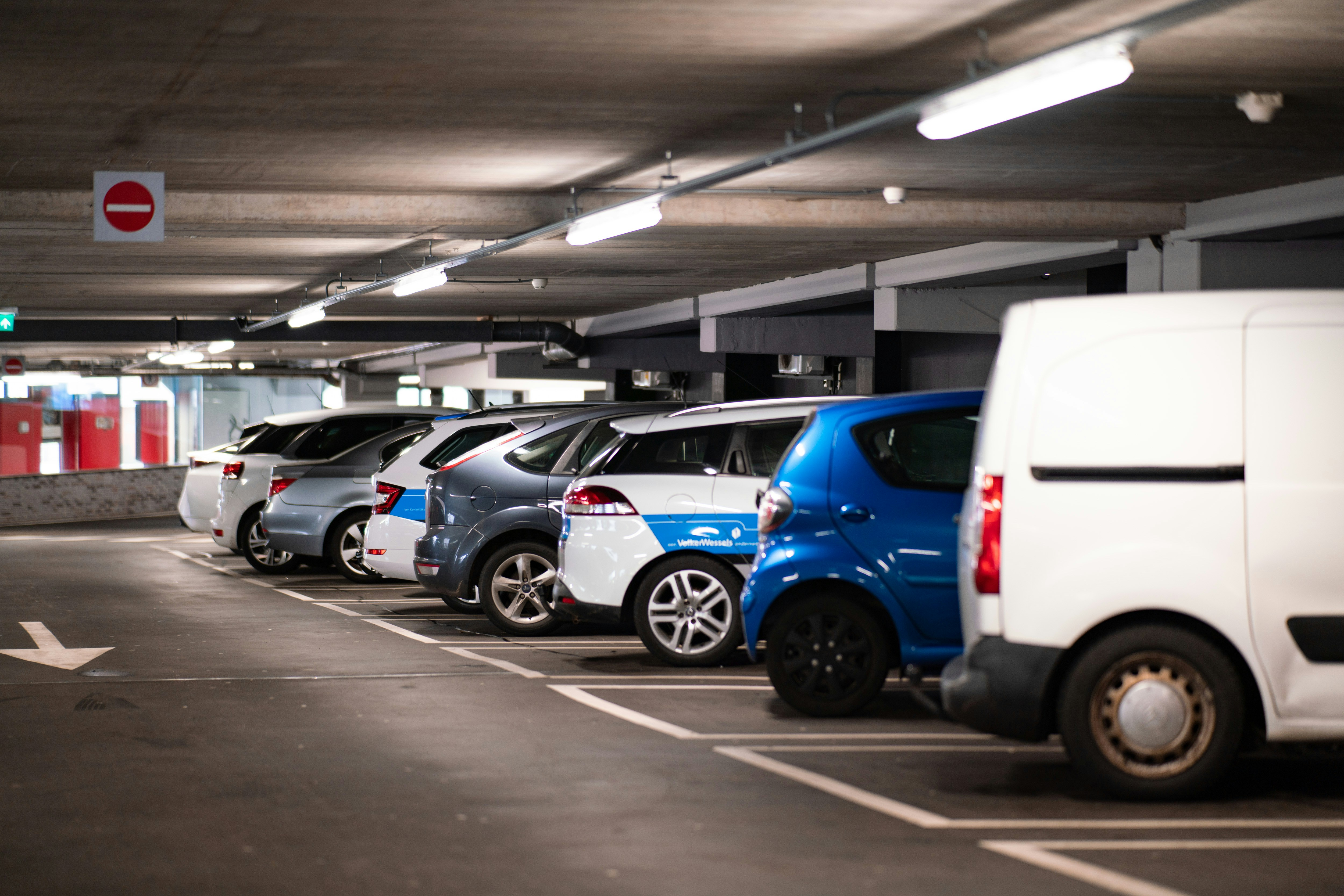vehicles parked in car park
