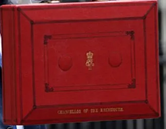 A red briefcase known as a red box used by the Chancellor of the Exchequer on Budget Day