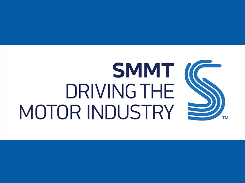 SMMT Society of Motor Manufacturers logo with blue borders top and bottom
