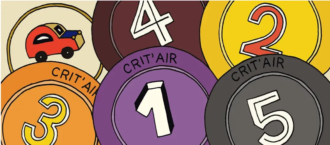 Crit-Air stickers that drivers are required to display in France