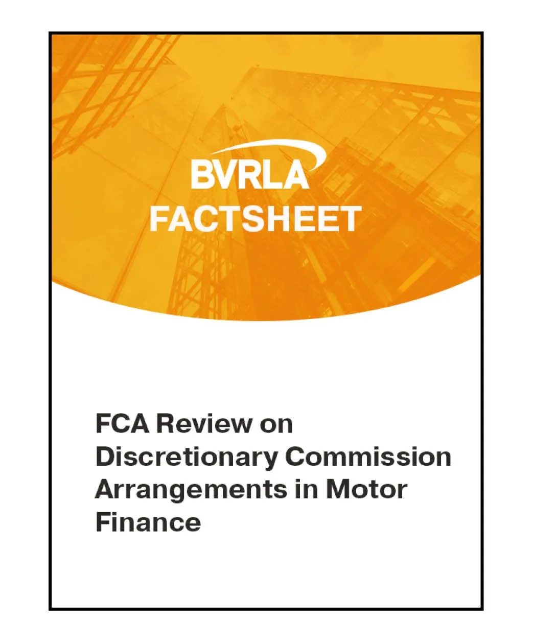 Cover image of the FCA Review on Discretionary Commission factsheet by the BVRLA